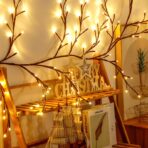 Instalatie Craciun tip Creanga Embo, 144 LED-uri, Conectare la Retea, 8 Jocuri de Lumini, Telecomanda, 2.5 m, Prelungitor 2 m, 3V, 1.5V, Fir Negru, Alb Cald - imagine 3