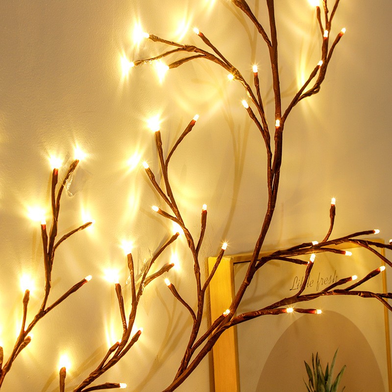 led-branch-rattan-lights-3v-1-5v-transformer-jutai-8-functions-remote-control-144-led-3v-light-chain-643d02607ecb9 Instalatie Craciun tip Creanga Embo, 144 LED-uri, Conectare la Retea, 8 Jocuri de Lumini, Telecomanda, 2.5 m, Prelungitor 2 m, 3V, 1.5V, Fir Negru, Alb Cald - imagine 4