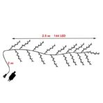 Instalatie Craciun tip Creanga Embo, 144 LED-uri, Conectare la Retea, 8 Jocuri de Lumini, Telecomanda, 2.5 m, Prelungitor 2 m, 3V, 1.5V, Fir Negru, Alb Cald - imagine 6