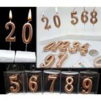 Lumanare de Tort, Embo, Model Cifra 9, Party, 4.5 x 2.5 cm, din Parafina, Rose Gold - imagine 2