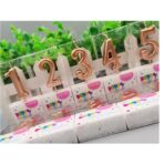 Lumanare de Tort, Embo, Model Cifra 9, Party, 4.5 x 2.5 cm, din Parafina, Rose Gold - imagine 4