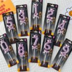 Lumanare Cifra 2, Embo, Model Coroana cu Fundita, Pentru Tort, 6 x 2.5 cm Mov - imagine 5