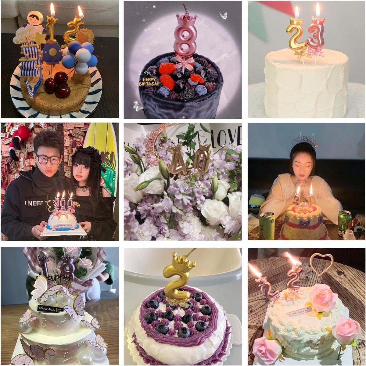 Lumanare Cifra 3, Embo, Model Coroana cu Fundita, Pentru Tort, 6 x 2.5 cm Mov - imagine 3