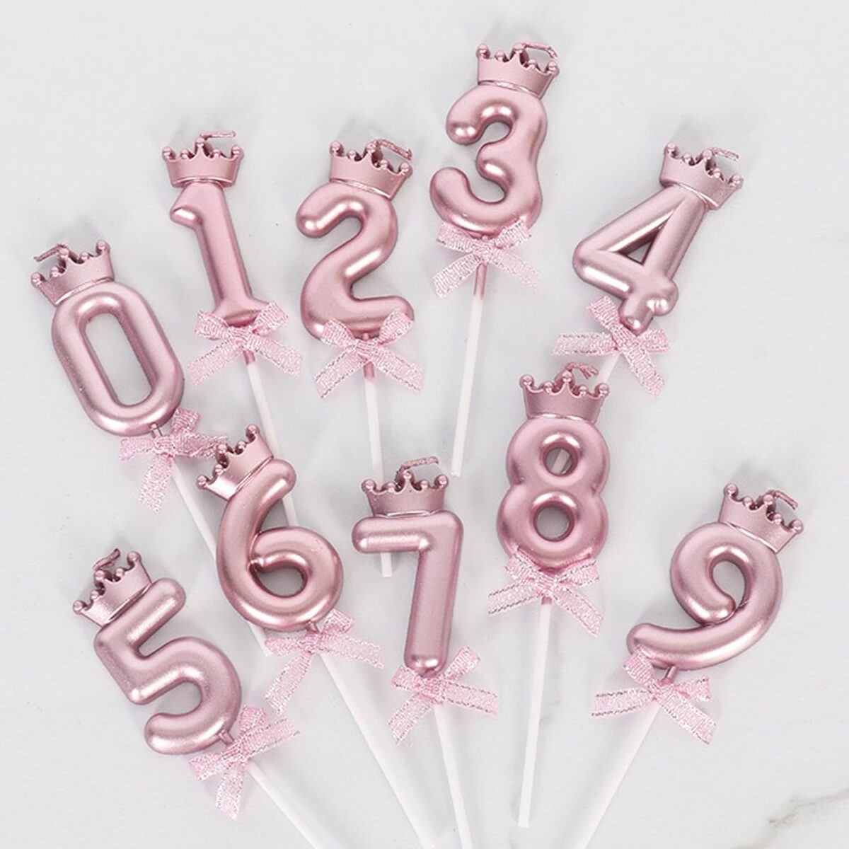 Lumanare Cifra 3, Embo, Model Coroana cu Fundita, Pentru Tort, 6 x 2.5 cm Mov - imagine 4