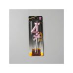 Lumanare Cifra 4, Embo, Model Coroana cu Fundita, Pentru Tort, 6 x 2.5 cm Mov - imagine 5