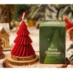 Lumanare de Craciun Parfumata, Embo, Lumanare Rotativa cu Aromaterapie, Model Brad de Craciun forma Lunga, din Ceara de Soia, 11 x 8 x 8 cm, Rosu - imagine 3