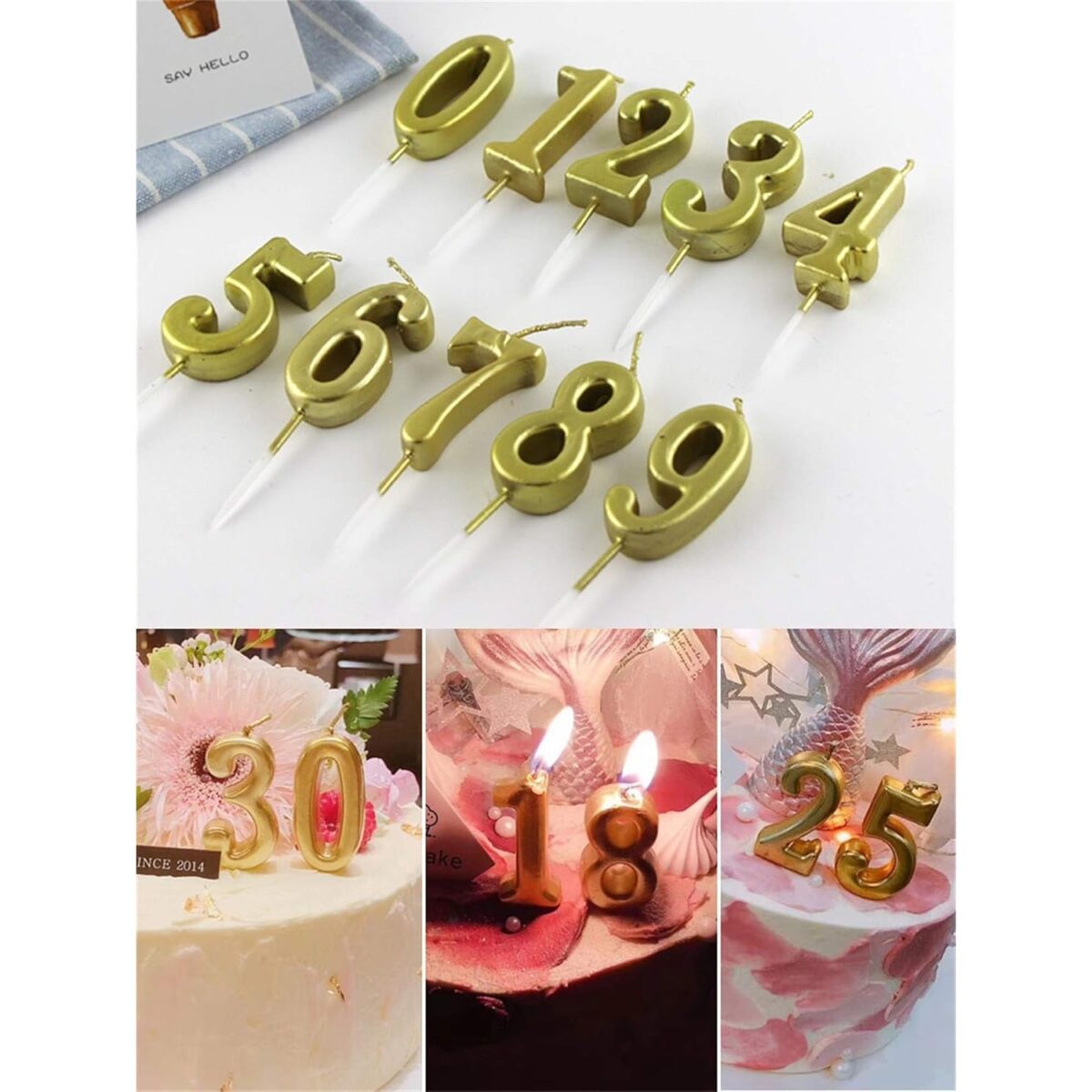 Lumanare de Tort, Embo, Model Cifra 9, Party, 4.5 x 2.5 cm, din Parafina, Auriu - imagine 2