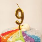 Lumanare de Tort, Embo, Model Cifra 9, Party, 4.5 x 2.5 cm, din Parafina, Auriu - imagine 3