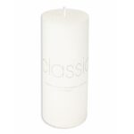 Lumanare Decorativa, Embo, din Parafina, Cilindrica, Fara Fum si Fara Parfum, 7 x 15 cm, 500 g, Ardere 72h, Ivory Alb