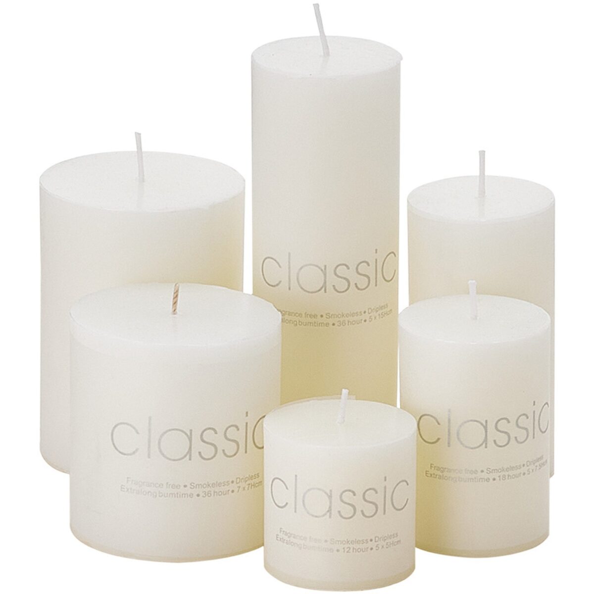 Lumanare Decorativa, Embo, din Parafina, Cilindrica, Fara Fum si Fara Parfum, 7 x 7 cm, 260 g, Ardere 36h, Ivory Alb - imagine 5