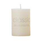 Lumanare Decorativa, Embo, din Parafina, Cilindrica, Fara Fum si Fara Parfum, 5 x 7.5 cm, 130 g, Ardere 36h, Ivory Alb