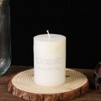 Lumanare Decorativa, Embo, din Parafina, Cilindrica, Fara Fum si Fara Parfum, 7 x 10 cm, 300 g, Ardere 48h, Ivory Alb - imagine 2