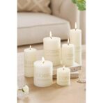 Lumanare Decorativa, Embo, din Parafina, Cilindrica, Fara Fum si Fara Parfum, 7 x 10 cm, 300 g, Ardere 48h, Ivory Alb - imagine 3