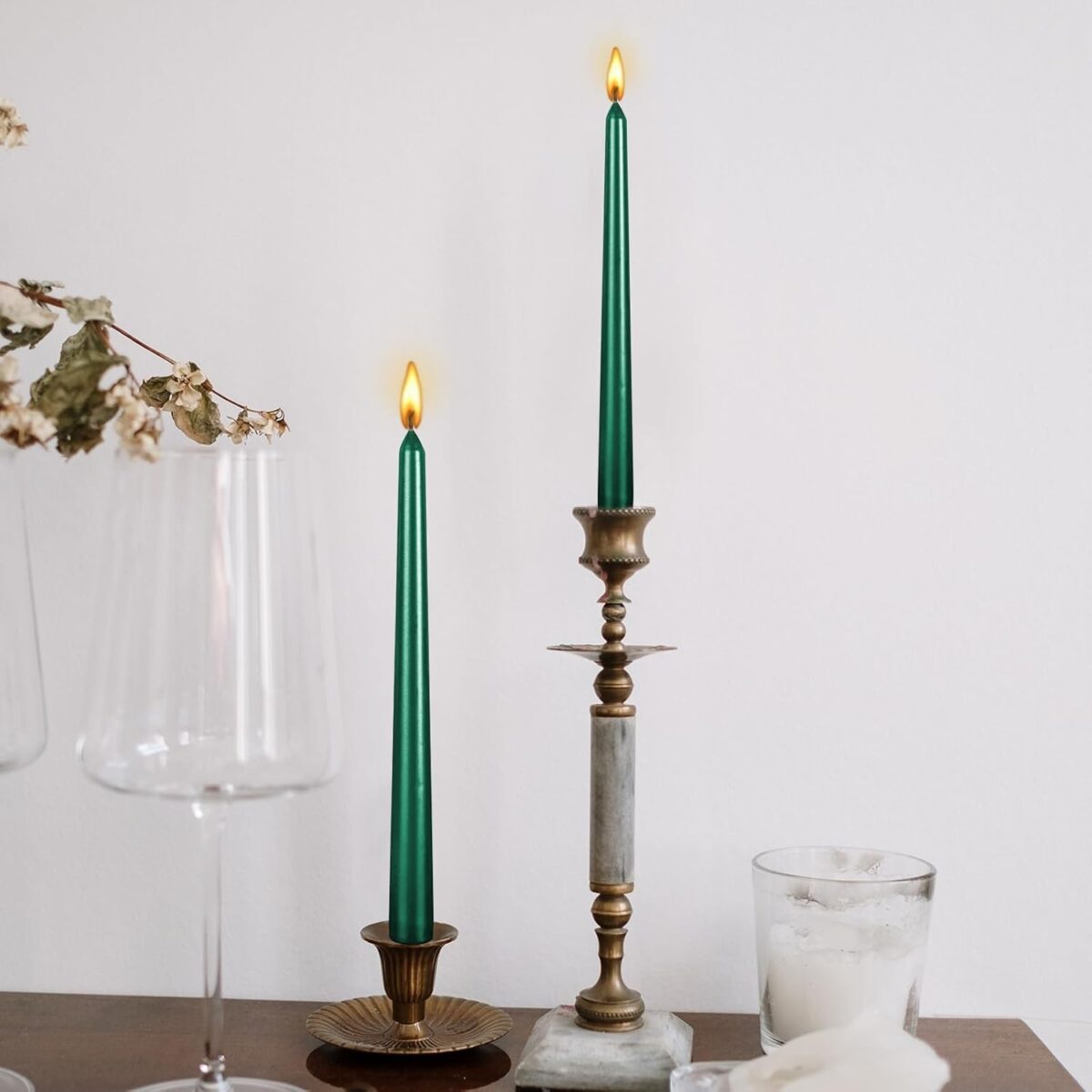 Lumanare Decorativa, Embo, pentru Masa, 25 cm, din Parafina, fara Fum, Ardere 7.5h, Verde - imagine 2