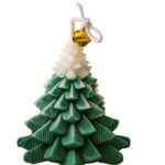 Lumanare Parfumata de Craciun, Embo, Model Brad de Craciun, din Ceara de Soia, Cadou Creativ Handmade de Craciun, 8 x 7 x 7 cm, Verde