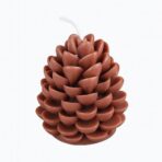 Lumanare Parfumata de Craciun, Embo, Model Con de Pin, din Ceara de Soia, Cadou Creativ Handmade de Craciun, 7 x 6.5 x 6.5 cm, Maro