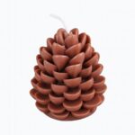 Lumanare Parfumata de Craciun, Embo, Model Con de Pin, din Ceara de Soia, Cadou Creativ Handmade de Craciun, 7 x 6.5 x 6.5 cm, Maro