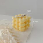 Lumanare Parfumata Decorativa, Embo, Model Abstract Cub din Inimioare, Lumanare pentru Diferite Ocazii, 6 x 5.5 cm, Aroma de Musetel, Galben - imagine 2