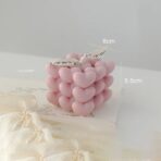 Lumanare Parfumata Decorativa, Embo, Model Abstract Cub din Inimioare, Lumanare pentru Diferite Ocazii, 6 x 5.5 cm, Aroma de Oregano si Narcise, Roz - imagine 2