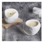 Lumanare Parfumata, Embo, Model Abstract, Aroma Amber Moss, din Ceara de Soia, 8 x 5.5 x 6 cm, Alb - imagine 3