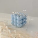 Lumanare Parfumata Decorativa, Embo, Model Abstract Cub din Inimioare, Lumanare pentru Diferite Ocazii, 6 x 5.5 cm, Aroma de Clopotel de Vant, Albastru - imagine 2