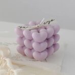 Lumanare Parfumata Decorativa, Embo, Model Abstract Cub din Inimioare, Lumanare pentru Diferite Ocazii, 6 x 5.5 cm, Aroma de Lavanda, Mov