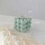 Lumanare Parfumata Decorativa, Embo, Model Abstract Cub din Inimioare, Lumanare pentru Diferite Ocazii, 6 x 5.5 cm, Aroma de Salvie si Sare de Mare, Verde - imagine 2