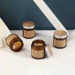 Lumanare Parfumata, Embo, Model Borcan Maro, Aroma de Ceai Alb Lychee, din Ceara Vegetala, 6 x 6.5 x 6.5 cm, Maro - imagine 9