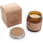 Lumanare Parfumata, Embo, Model Borcan Maro, Aroma de Frezie si Pere, din Ceara Vegetala, 6 x 6.5 x 6.5 cm, Maro - imagine 4