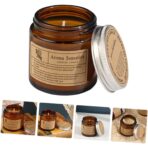 Lumanare Parfumata, Embo, Model Borcan Maro, Aroma de Lavanda, din Ceara Vegetala, 6 x 6.5 x 6.5 cm, Maro - imagine 6