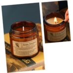 Lumanare Parfumata, Embo, Model Borcan Maro, Aroma de Lemn de Santal, din Ceara Vegetala, 6 x 6.5 x 6.5 cm, Maro - imagine 2