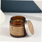 Lumanare Parfumata, Embo, Model Borcan Maro, Aroma de Lemn de Santal, din Ceara Vegetala, 6 x 6.5 x 6.5 cm, Maro - imagine 4