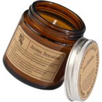 Lumanare Parfumata, Embo, Model Borcan Maro, Aroma de Lemn de Santal, din Ceara Vegetala, 6 x 6.5 x 6.5 cm, Maro - imagine 6