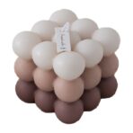 Lumanare Parfumata, Embo, din Ceara De Soia, Model Cub, Gradient in 3 Culori Pale, 6x6x6 cm, Aroma de Busuioc, Maro