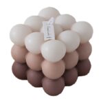 Lumanare Parfumata, Embo, din Ceara De Soia, Model Cub, Gradient in 3 Culori Pale, 6x6x6 cm, Aroma de Busuioc, Maro