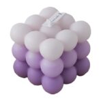 Lumanare Parfumata, Embo, din Ceara De Soia, Model Cub, Gradient in 3 Culori Pale, 6x6x6 cm, Aroma de Lavanda, Mov