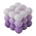 Lumanare Parfumata, Embo, din Ceara De Soia, Model Cub, Gradient in 3 Culori Pale, 6x6x6 cm, Aroma de Lavanda, Mov