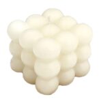 Lumanare Parfumata, Embo, din Ceara De Soia, Model Cub, Gradient in 3 Culori Pale, 6x6x6 cm, Aroma de Musetel, Alb