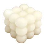 Lumanare Parfumata, Embo, din Ceara De Soia, Model Cub, Gradient in 3 Culori Pale, 6x6x6 cm, Aroma de Musetel, Alb