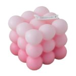 Lumanare Parfumata, Embo, din Ceara De Soia, Model Cub, Gradient in 3 Culori Pale, 6x6x6 cm, Aroma de Piersic Alb, Roz