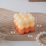 Lumanare Parfumata, Embo, din Ceara De Soia, Model Cub, Gradient in 3 Culori Pale, 6x6x6 cm, Aroma de Portocale, Orange - imagine 2