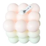 Lumanare Parfumata, Embo, din Ceara De Soia, Model Cub, Gradient in 3 Culori Pale, 6x6x6 cm, Aroma de Piersici, Bej