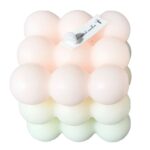 Lumanare Parfumata, Embo, din Ceara De Soia, Model Cub, Gradient in 3 Culori Pale, 6x6x6 cm, Aroma de Piersici, Bej