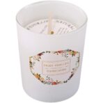 Lumanare Parfumata, Embo, Model Pahar Alb Mat, Aroma de Ceai Verde si Floare de Portocal, din Ceara de Soia, 6.2 x 5.2 cm, Alb