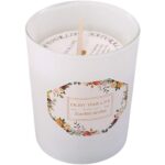 Lumanare Parfumata, Embo, Model Pahar Alb Mat, Aroma de Ceai Verde si Floare de Portocal, din Ceara de Soia, 6.2 x 5.2 cm, Alb