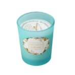 Lumanare Parfumata, Embo, Model Pahar Albastru, Aroma de Lime si Busuioc, din Ceara de Soia, 6.2 x 5.2 cm, Albastru - imagine 4