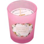 Lumanare Parfumata, Embo, Model Pahar Roz, Aroma de Lamaie si Trandafir, din Ceara de Soia, 6.2 x 5.2 cm, Roz - imagine 6