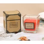 Lumanare Parfumata, Embo, Model Pahar Transparent, cu Ulei Esential, 4.8 x 5.4 x 5.5 cm, Aroma de Capsuni, Rosu - imagine 2