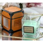 Lumanare Parfumata, Embo, Model Pahar Transparent, cu Ulei Esential, 4.8 x 5.4 x 5.5 cm, Aroma de Ceai Alb, Verde - imagine 3