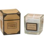 Lumanare Parfumata, Embo, Model Pahar Transparent, cu Ulei Esential, 4.8 x 5.4 x 5.5 cm, Aroma de Chihlimbar, Gri